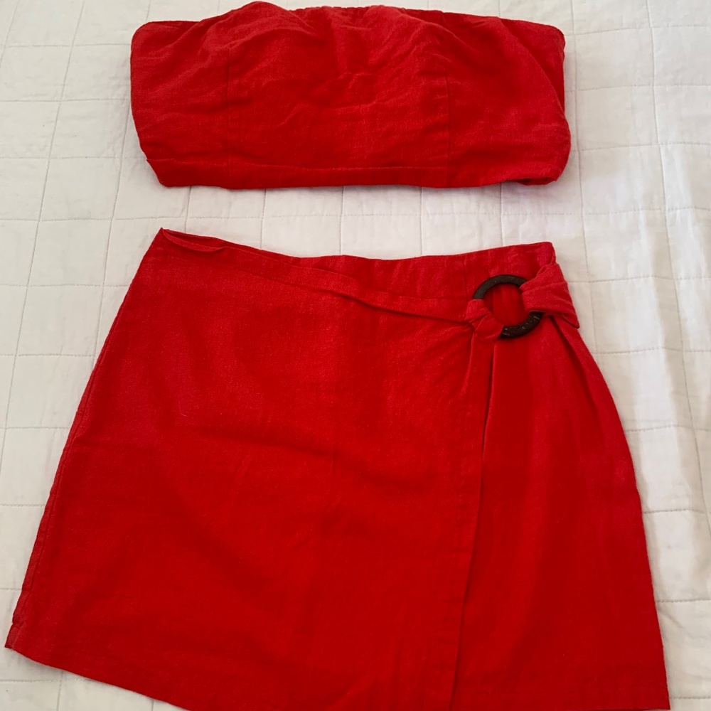 Red Skirt Set